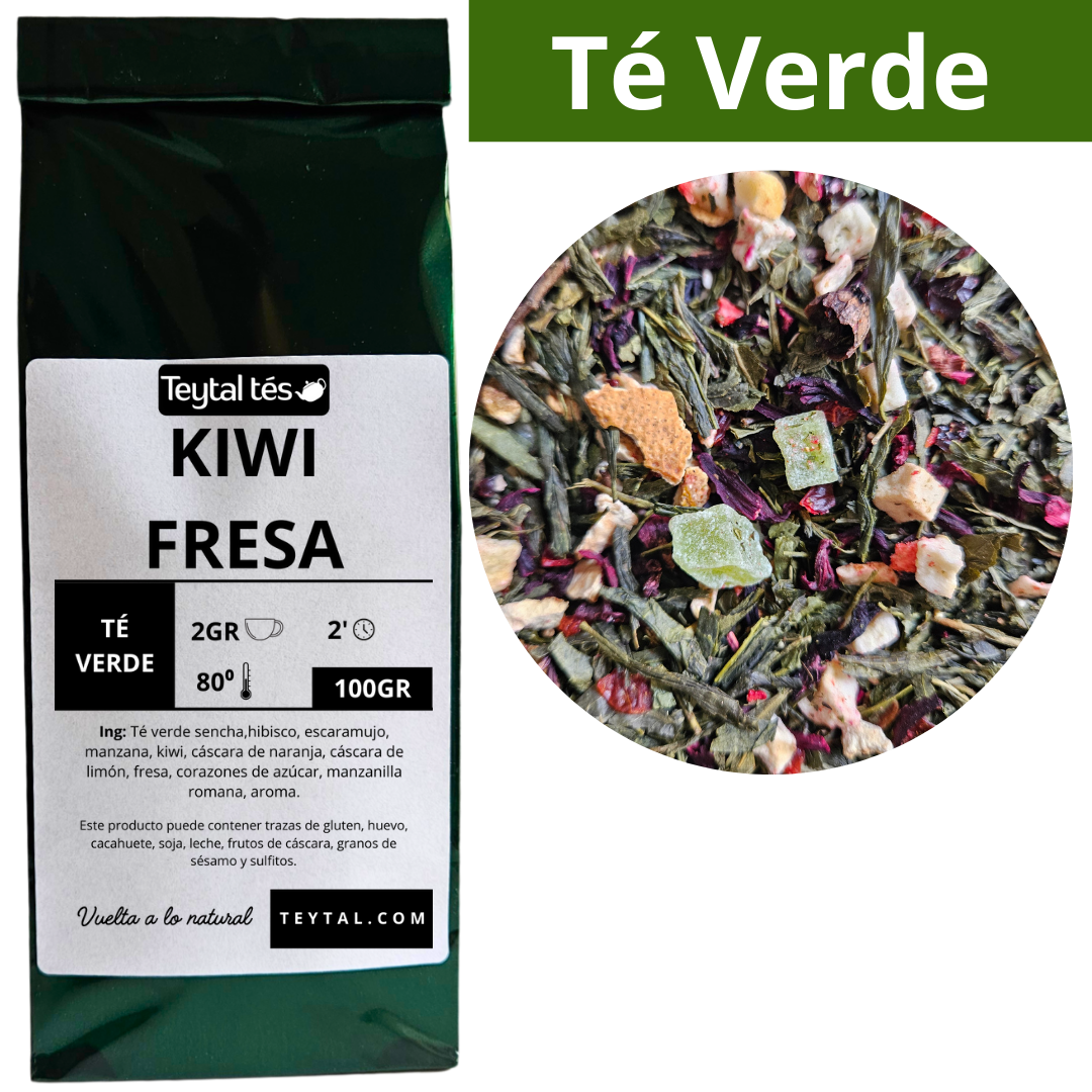 Kiwi y Fresa Té Verde 100gr 50 tazas-Teytal