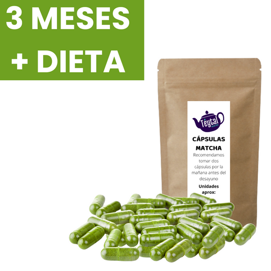 3 MESES Pérdida de peso Cápsulas Matcha + Dieta