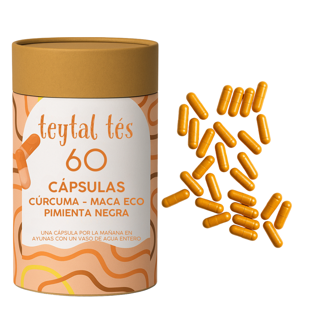 2 Meses Cápsulas Antiflamatorias Cúrcuma, Maca eco y pimienta Negra
