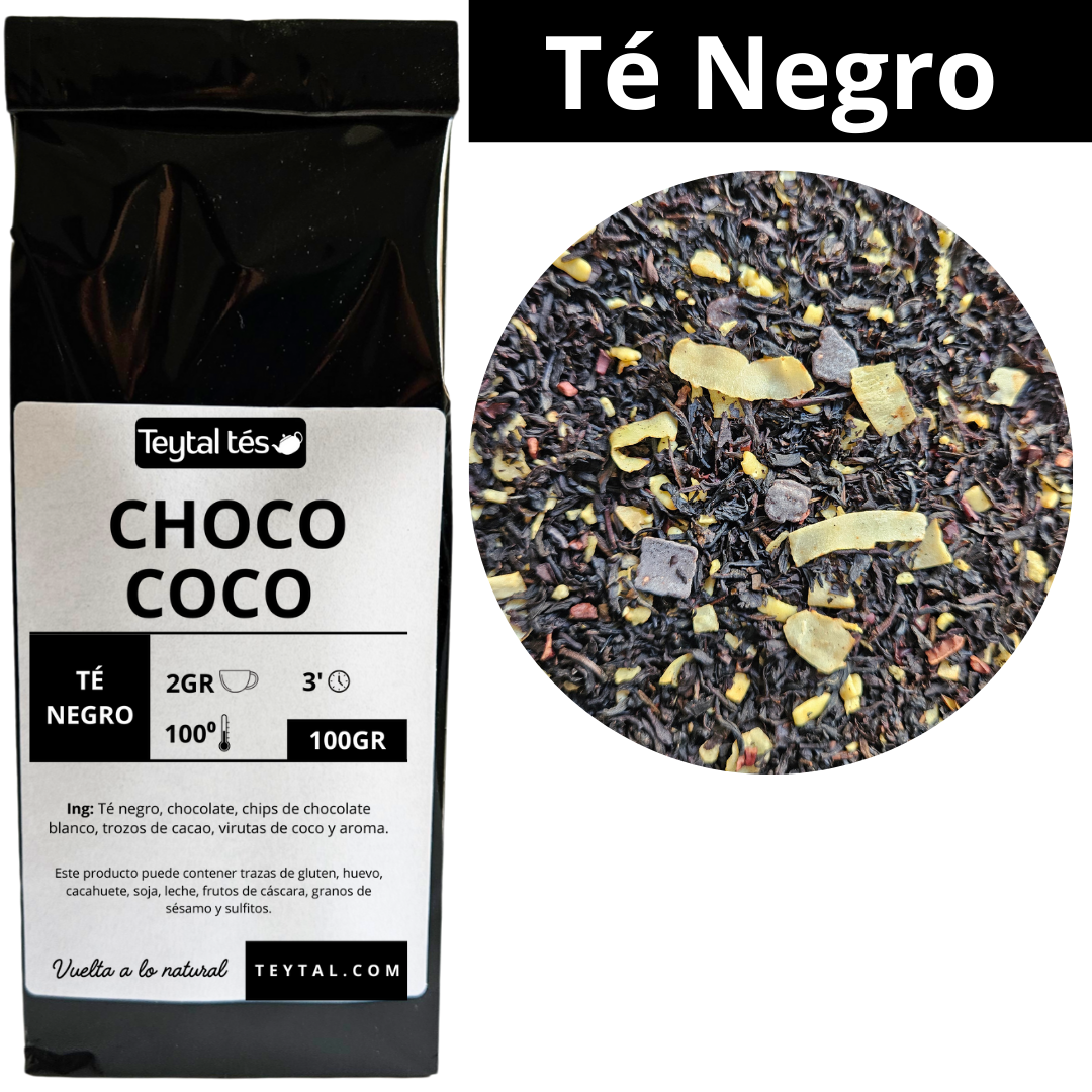 Chocolate y coco Té Negro 100gr 50 tazas-Teytal