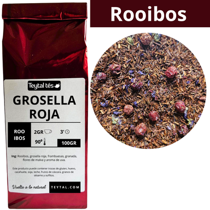 Grosella, frambuesa y granada Rooibos 100gr 50 tazas-Teytal