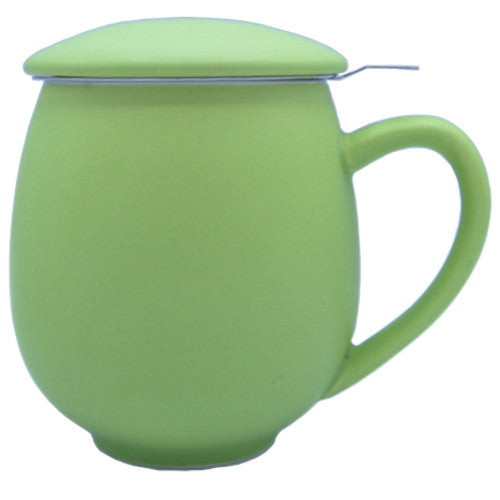 Taza verde PORCELANA con tapa Y filtro 350ml