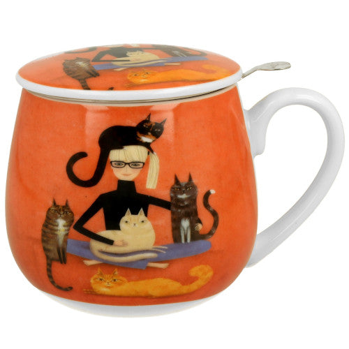 Taza AMANTE DE GATOS con tapa, filtro y caja de regalo 400ml