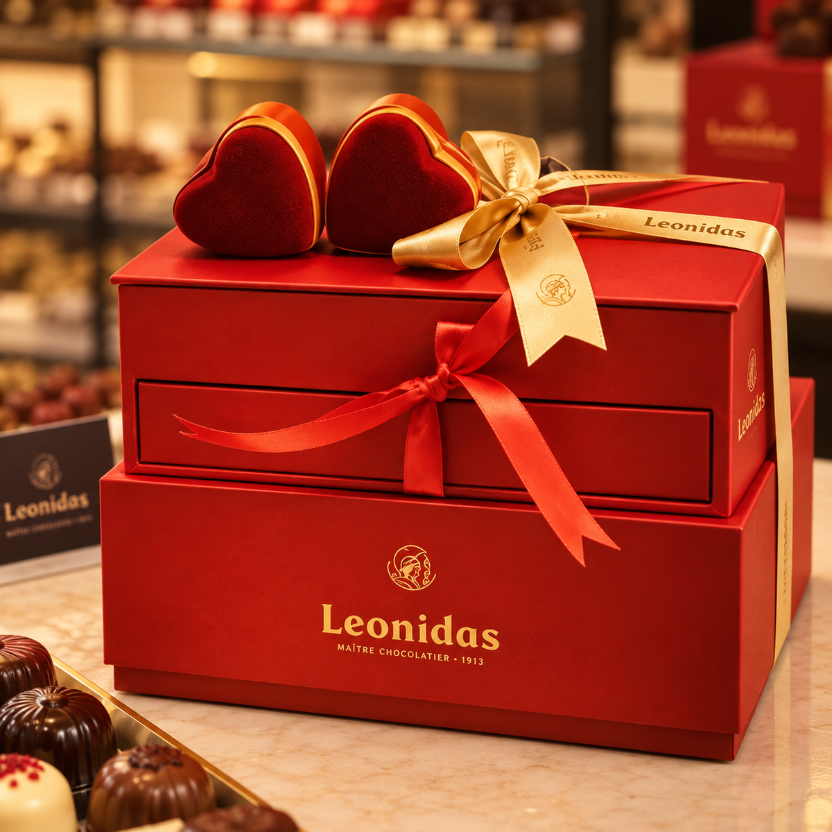 Chocolate box with approximately 32 chocolates
